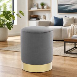 Barrel Stool Velvet Seat Ottoman Lightweight Footrest Living Room Bedroom