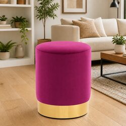 Velvet Barrel Stool Purple Footrest Ottoman Side Table Living Room Furniture
