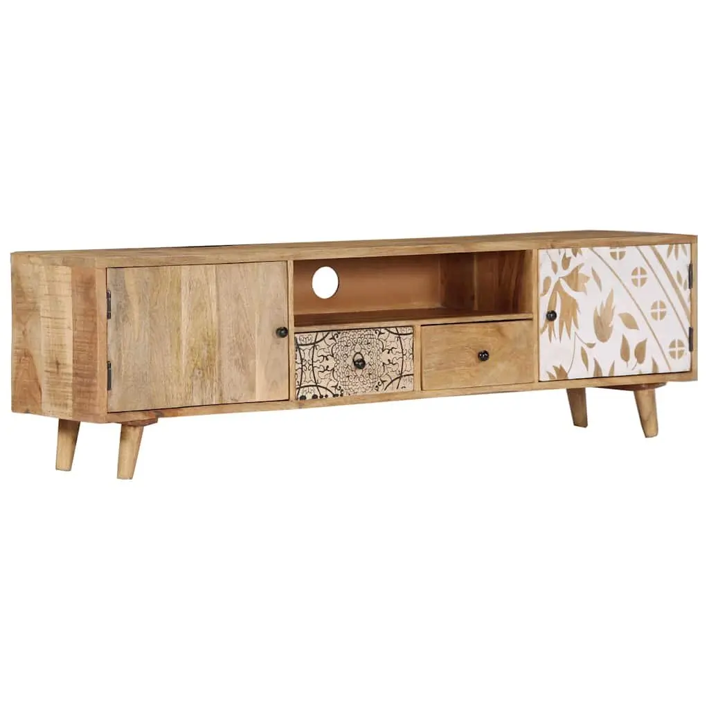 Solid Mango Wood TV Cabinet 140x30x40 cm Brown Lowboard Storage Unit