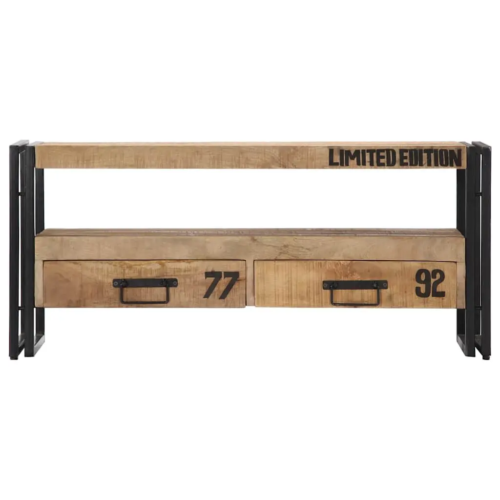 TV Cabinet Living Room 100x30x45 cm Solid Mango Wood Storage Unit with Drawers Compartment