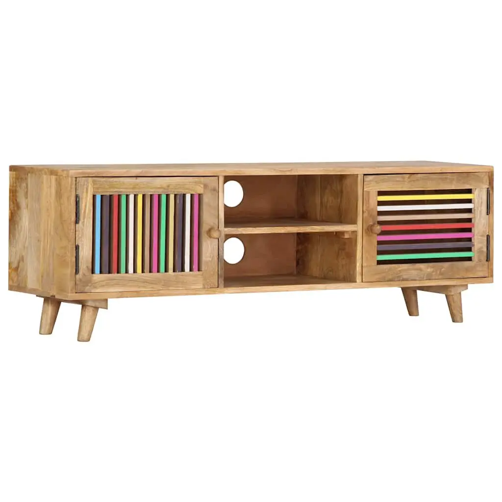 TV Cabinet 120x30x40cm Solid Mango Wood Storage Unit with Doors