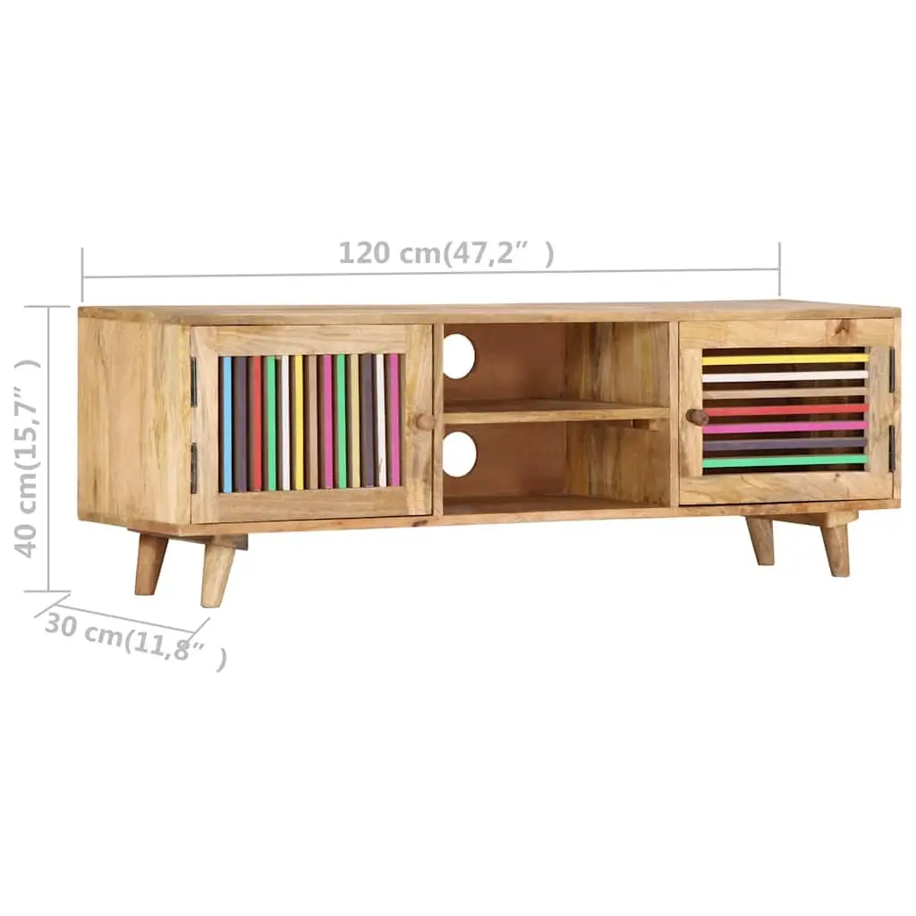 TV Cabinet 120x30x40cm Solid Mango Wood Storage Unit with Doors