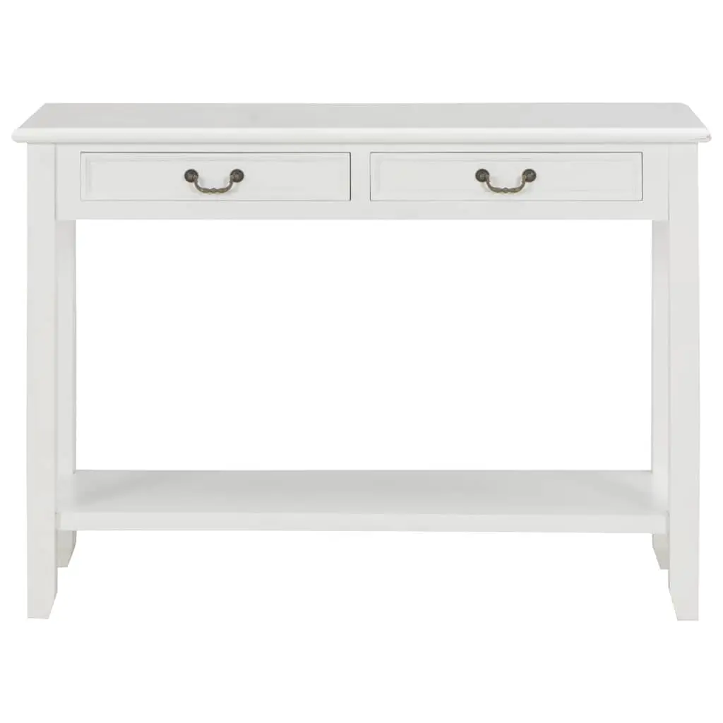 End Table White Wooden Console 110x35x80 cm with Drawers and Shelf Storage