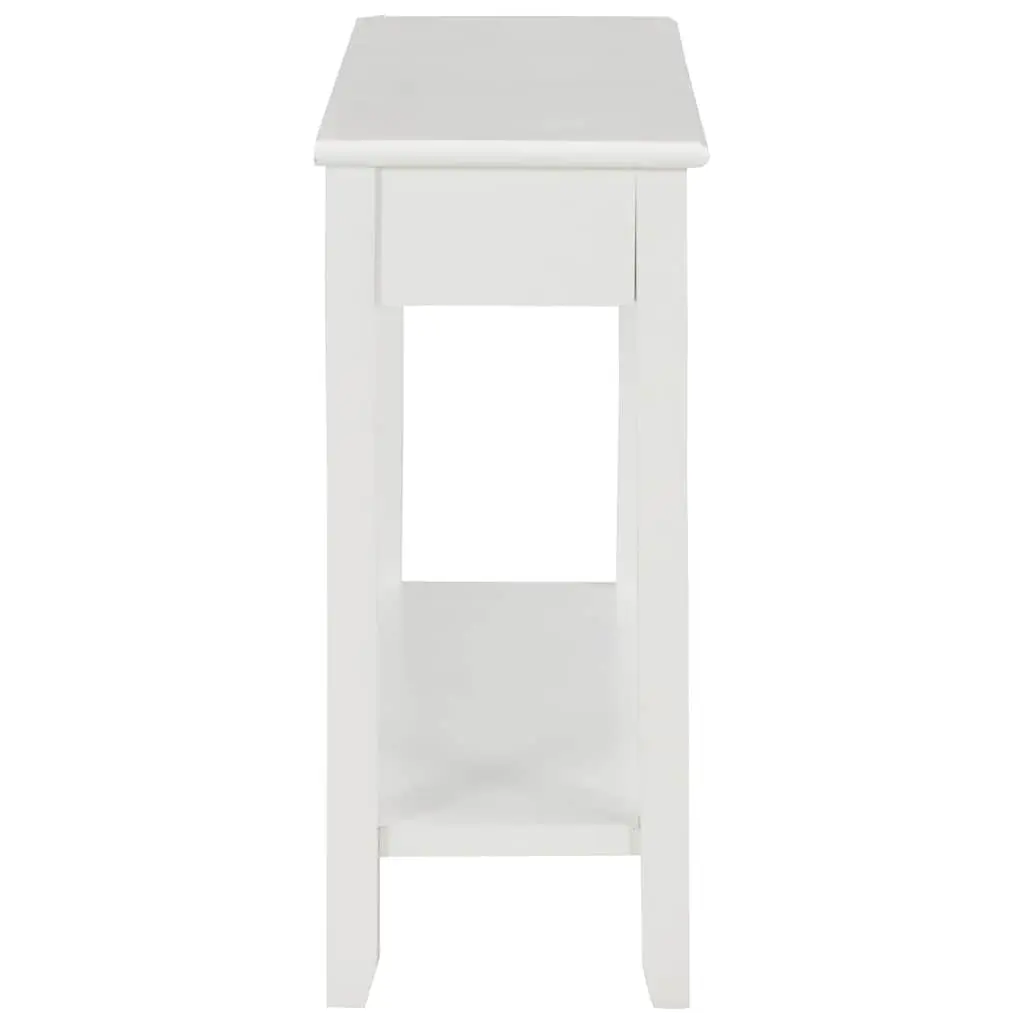 End Table White Wooden Console 110x35x80 cm with Drawers and Shelf Storage