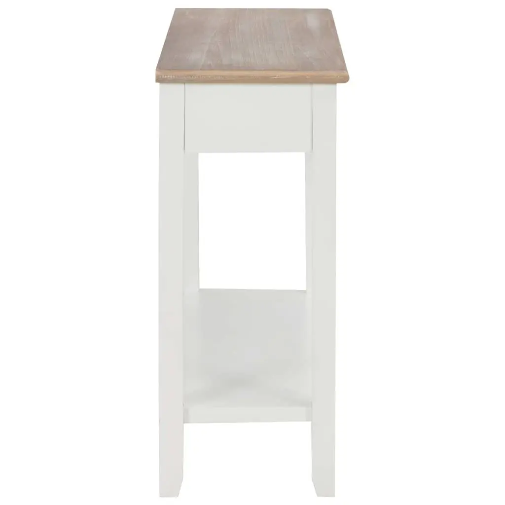 White Console Table 110x35x80 cm End Hallway Accent Furniture with Drawers Shelf