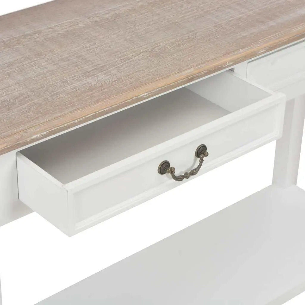 White Console Table 110x35x80 cm End Hallway Accent Furniture with Drawers Shelf