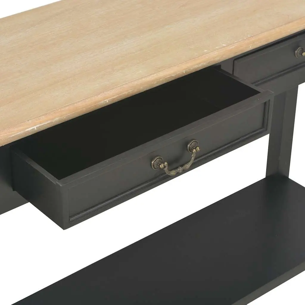 Black Console Table for Entryway Living Room 110x35x80 cm Wood Accent End Table with Drawers Shelf
