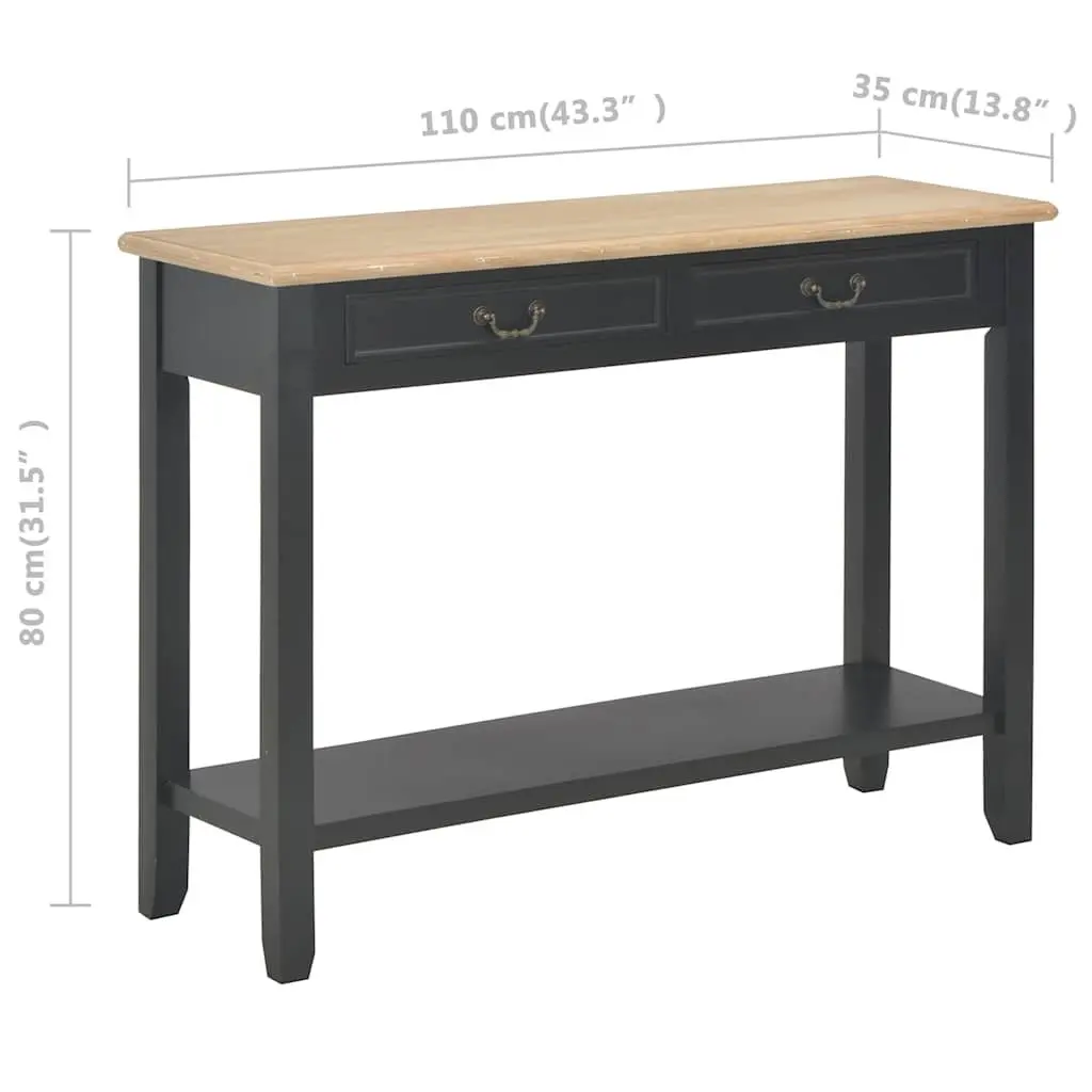 Black Console Table for Entryway Living Room 110x35x80 cm Wood Accent End Table with Drawers Shelf