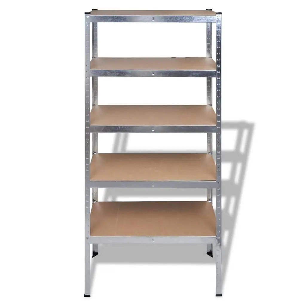 Storage Rack Shelf Unit 5 Piece Set Brown Industrial Garage Organization System