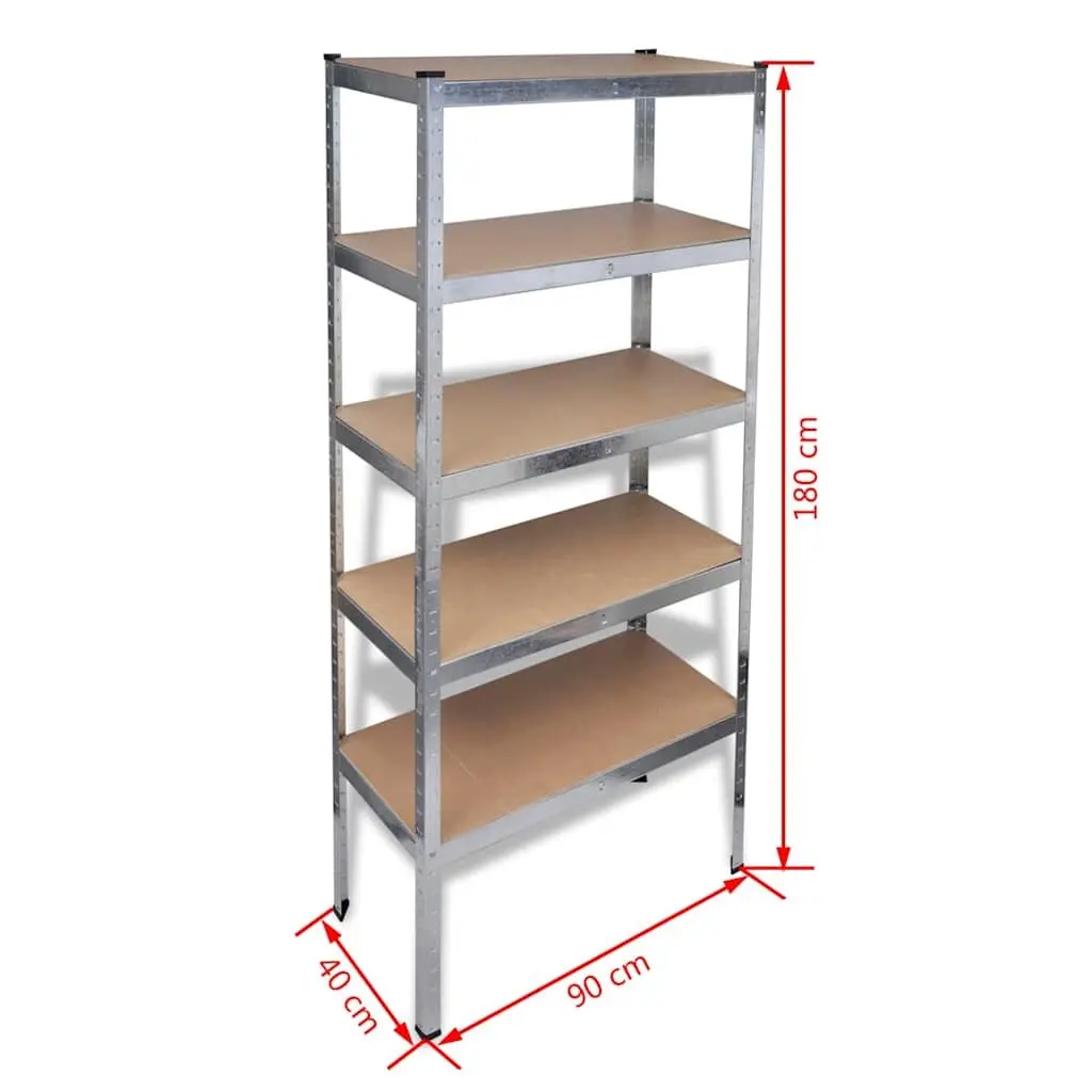 Storage Rack Shelf Unit 5 Piece Set Brown Industrial Garage Organization System