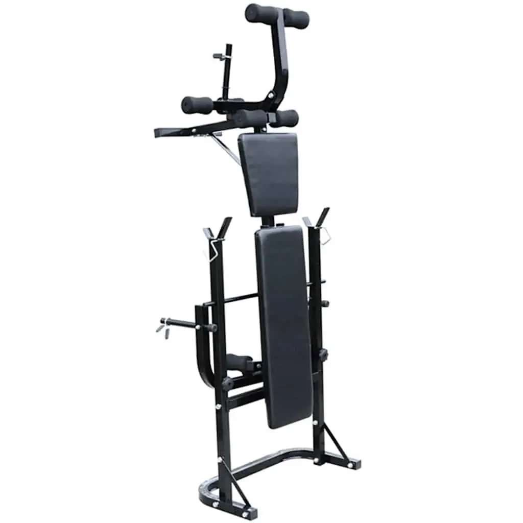 Folding Weight Bench for Home Gym 30 kg Dumbbell and 60 kg Barbell Set White