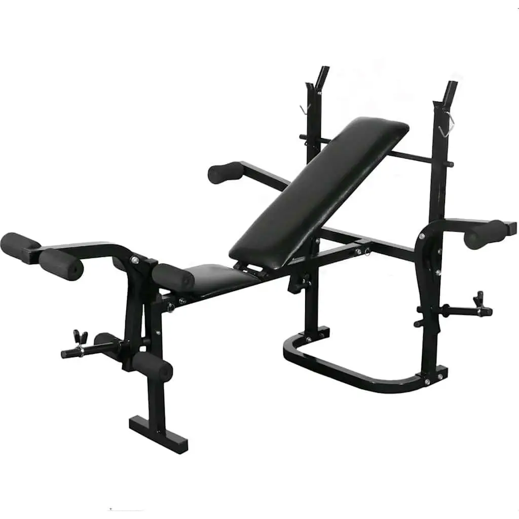 Folding Weight Bench for Home Gym 30 kg Dumbbell and 60 kg Barbell Set White