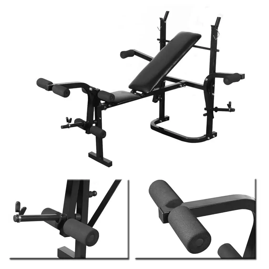 Folding Weight Bench for Home Gym 30 kg Dumbbell and 60 kg Barbell Set White