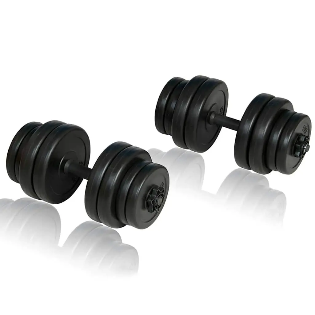 Folding Weight Bench for Home Gym 30 kg Dumbbell and 60 kg Barbell Set White