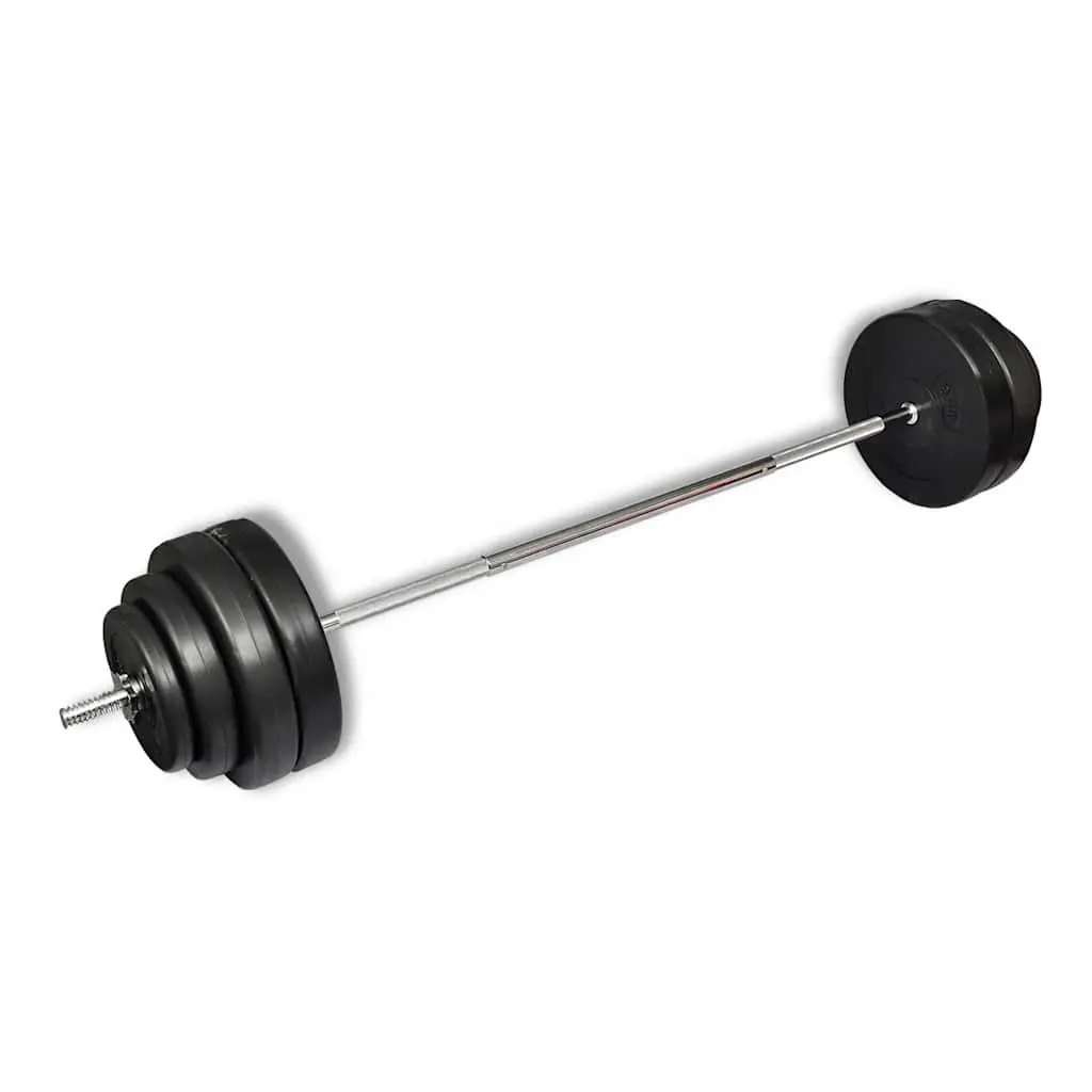 Folding Weight Bench for Home Gym 30 kg Dumbbell and 60 kg Barbell Set White