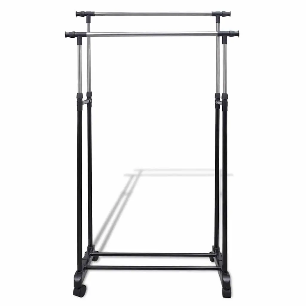 Adjustable Clothes Rack with 2 Hanging Rails Storage Organiser Set 2 pcs