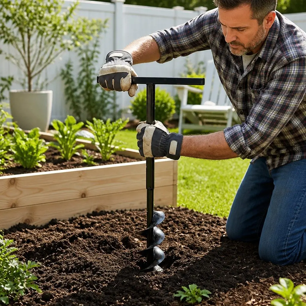 Ground Drill Auger 100mm with Handle Extension Tubes 13m Soil Aeration