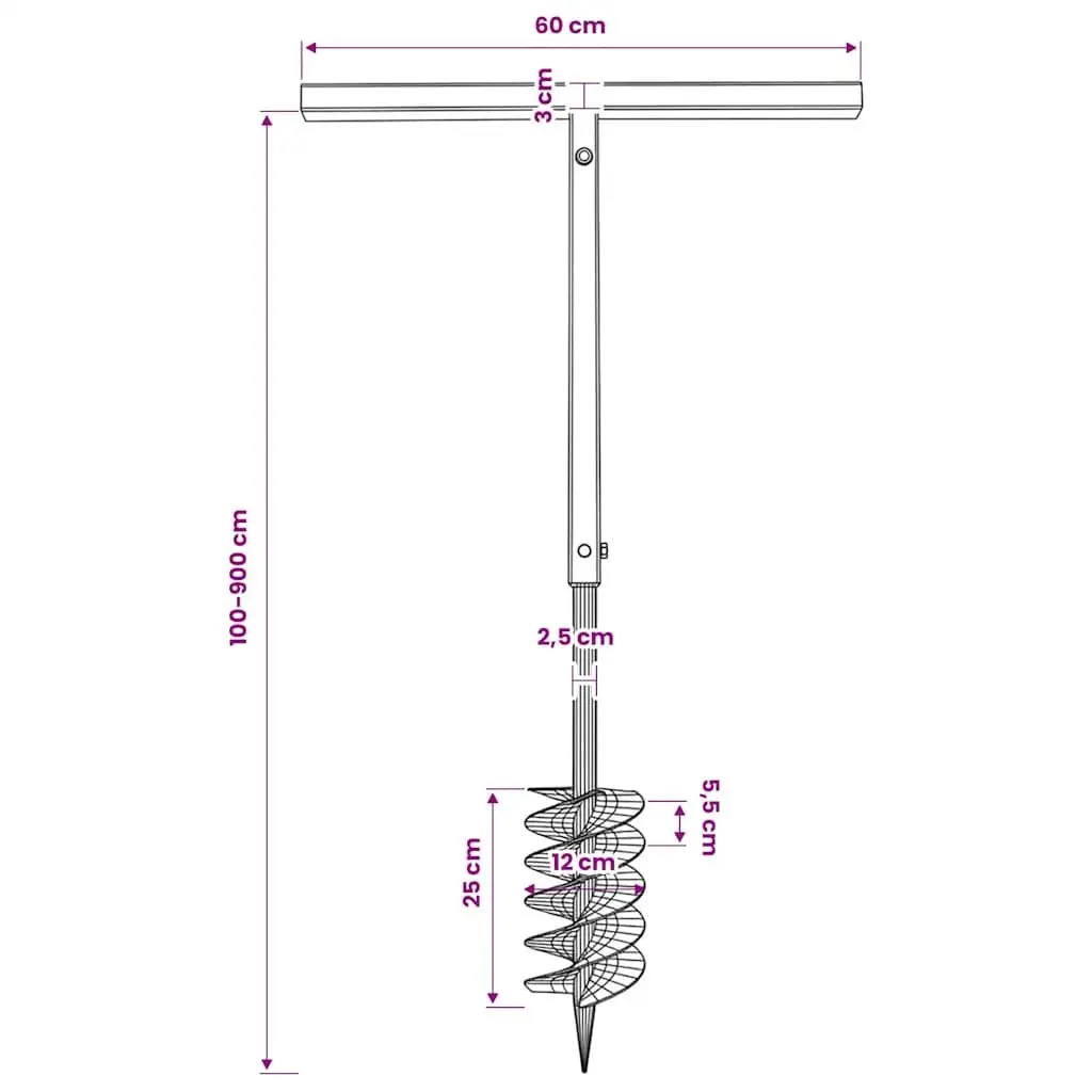 120mm Ground Drill Auger with 9m Tubes