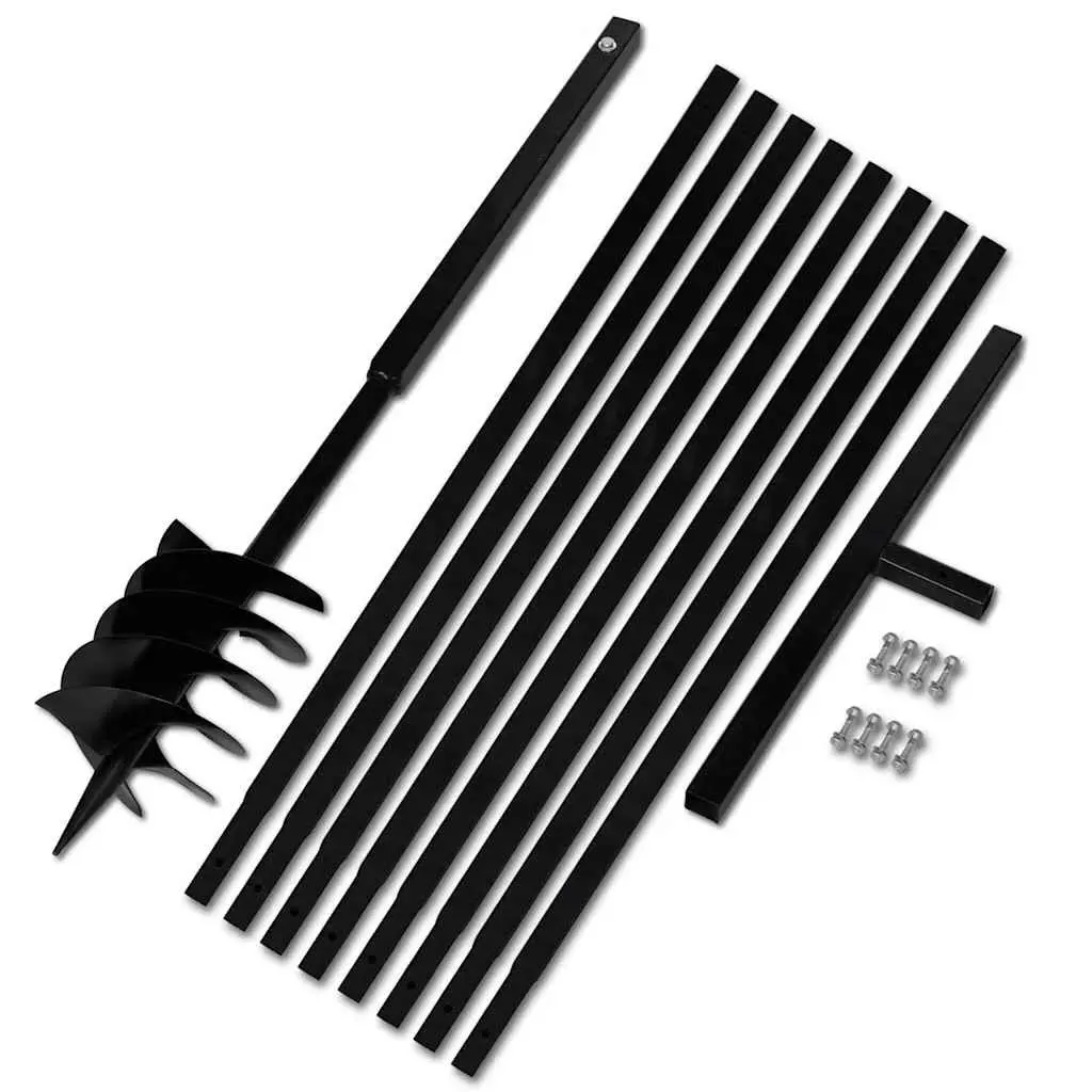 Ground Drill Auger for Gardening 180mm with Handle and 9 Piece Extension Tubes