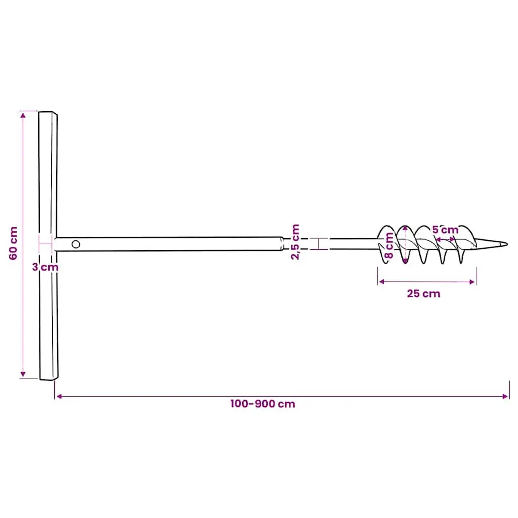 Ground Drill 80mm for Gardening with Handle and 9m Extension Tubes