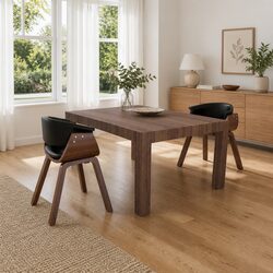 2 pcs Dining Chairs with Bent Wood Frame and Faux Leather