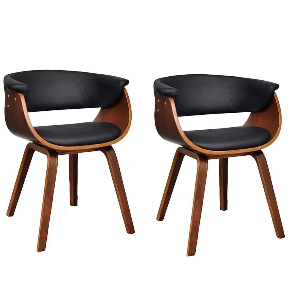 Dining Chairs Kitchen Room 2 Piece Bent Wood Frame Faux Leather Seat
