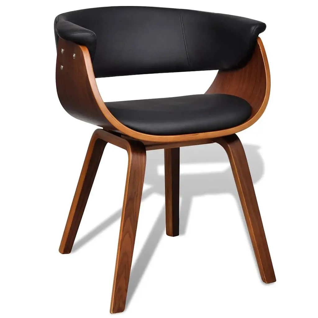 Dining Chairs Kitchen Room 2 Piece Bent Wood Frame Faux Leather Seat