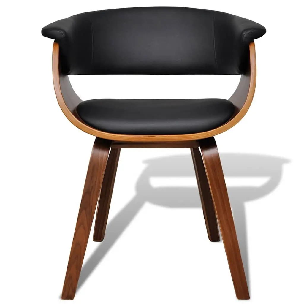 Dining Chairs Kitchen Room 2 Piece Bent Wood Frame Faux Leather Seat