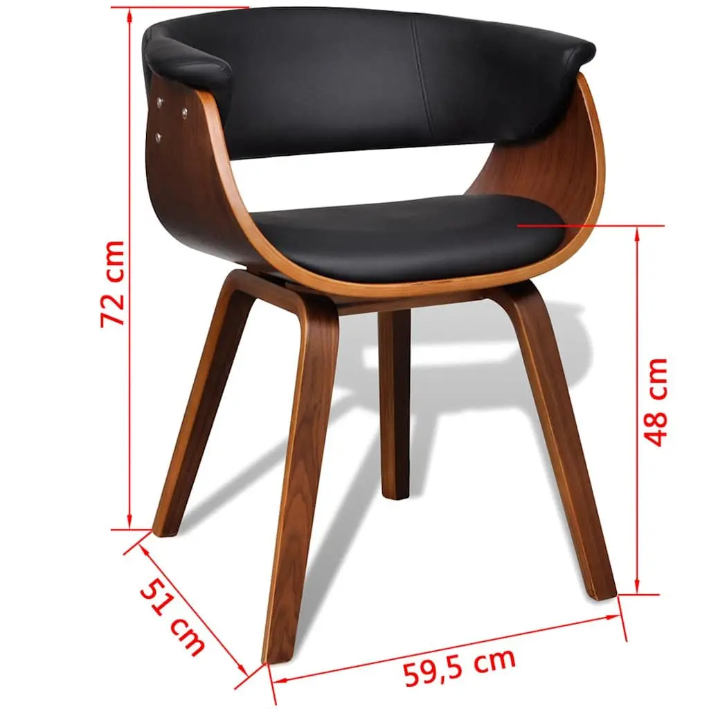 Dining Chairs Kitchen Room 2 Piece Bent Wood Frame Faux Leather Seat