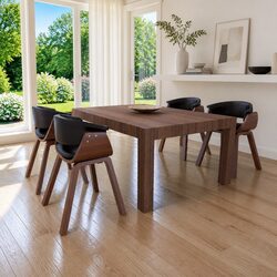 Dining Chairs Set of 4 Bent Wood Frame Faux Leather Padded Seat Kitchen Room
