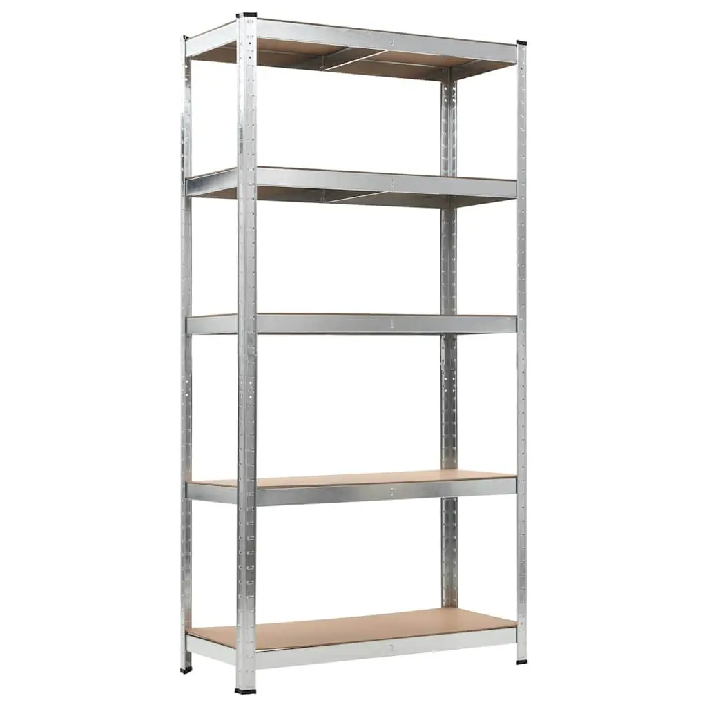 Storage Shelf Unit for Kitchen or Office Silver Heavy Duty Steel Frame 2 Pieces