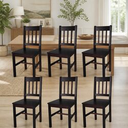 6-Piece Brown Wooden Dining Chairs Set with Ergonomic Design