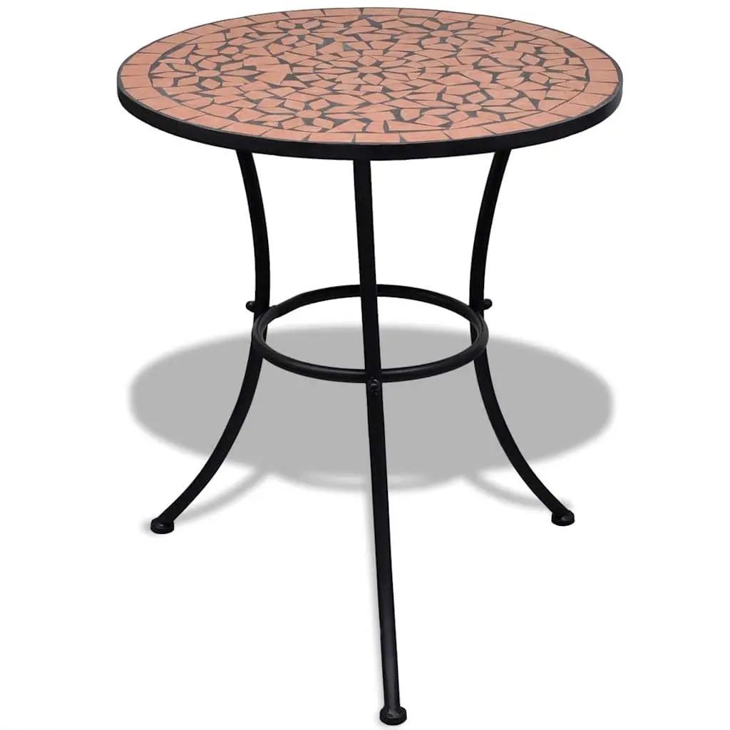 3 Piece Bistro Set for Outdoor Use Brown Ceramic Tile Mosaic Garden Patio Furniture