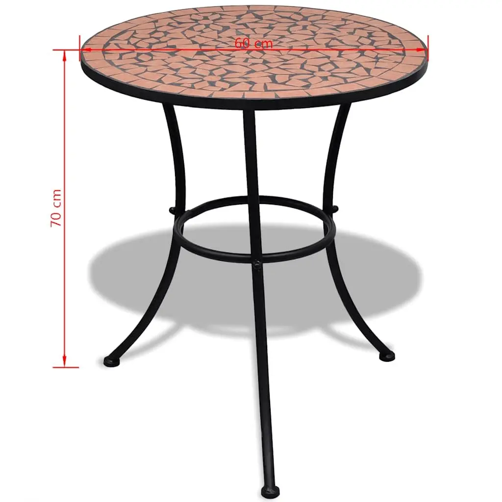 3 Piece Bistro Set for Outdoor Use Brown Ceramic Tile Mosaic Garden Patio Furniture