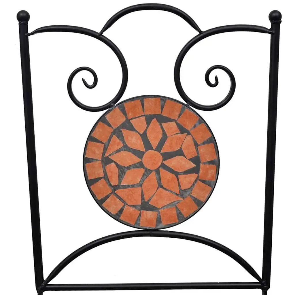 3 Piece Bistro Set for Outdoor Use Brown Ceramic Tile Mosaic Garden Patio Furniture