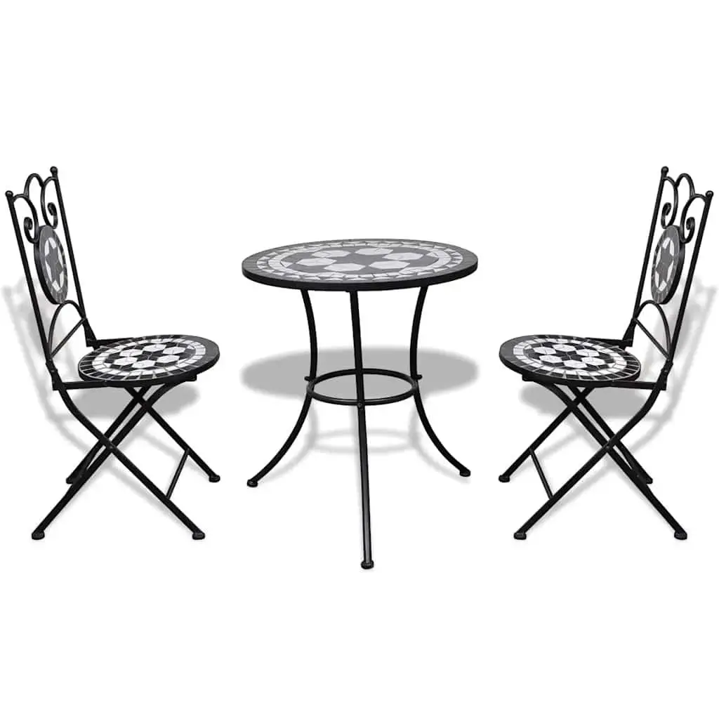 3 Piece Bistro Set with Ceramic Tile Top