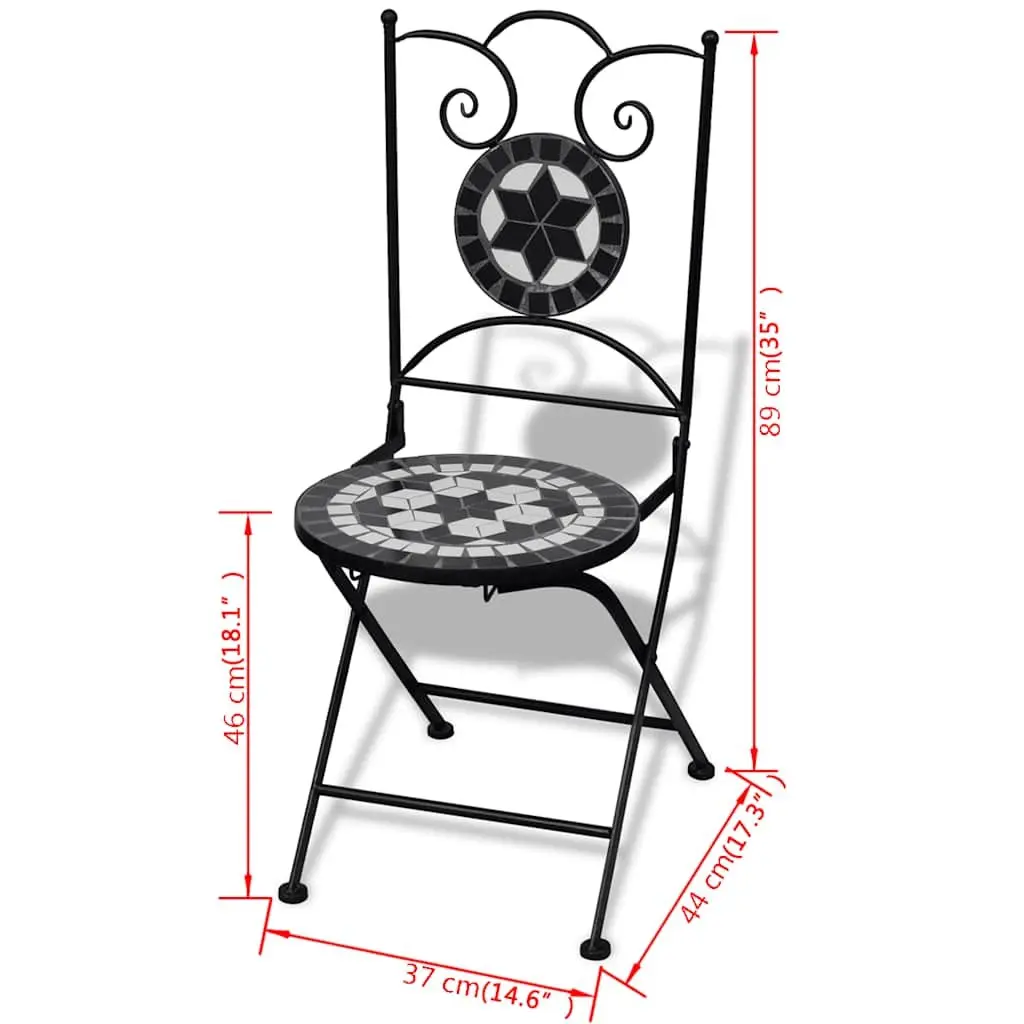 3 Piece Bistro Set with Ceramic Tile Top