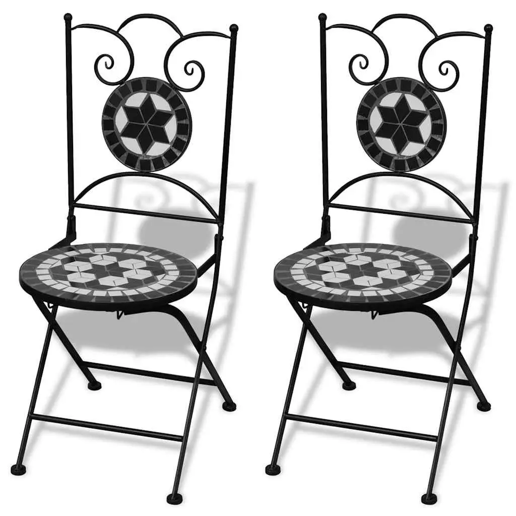 3 Piece Bistro Set with Ceramic Tile Top