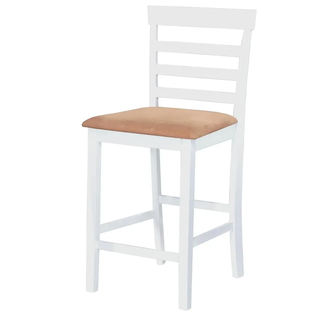 White Wooden Bar Table and 4 Bar Stools Set Kitchen Dining Room Furniture Combo