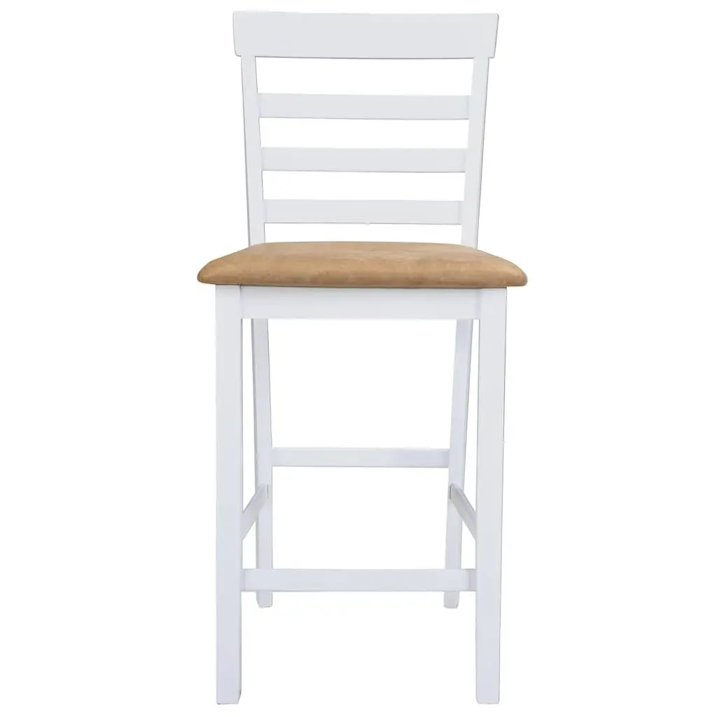 White Wooden Bar Table and 4 Bar Stools Set Kitchen Dining Room Furniture Combo