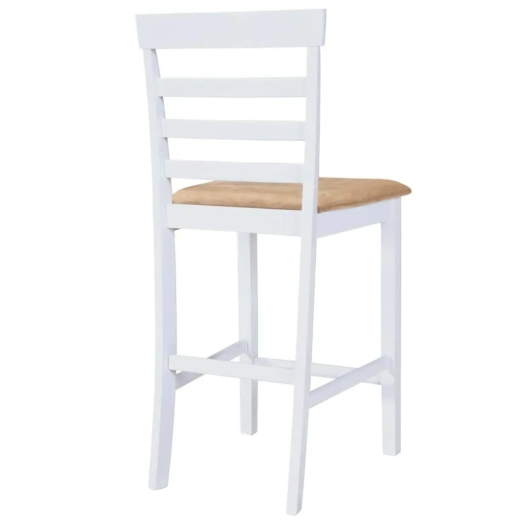 White Wooden Bar Table and 4 Bar Stools Set Kitchen Dining Room Furniture Combo