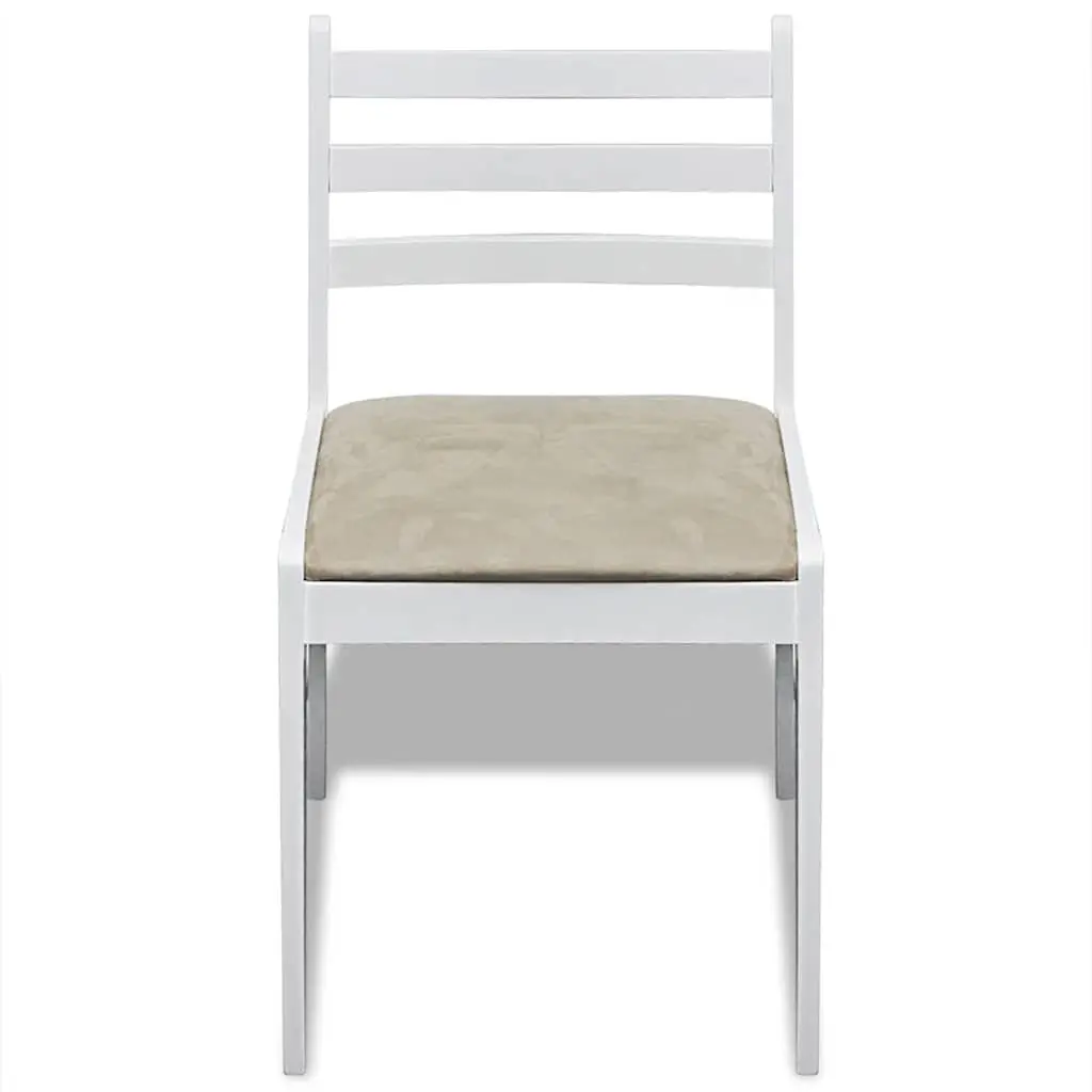 Dining Chairs Set 6 Piece Kitchen Dining Room White Rubberwood Padded Seat
