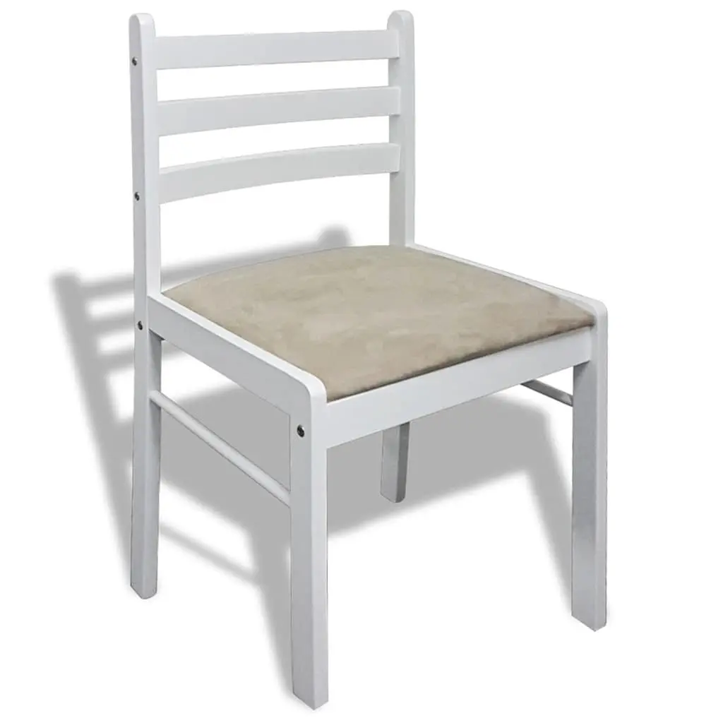 Dining Chairs Set 6 Piece Kitchen Dining Room White Rubberwood Padded Seat