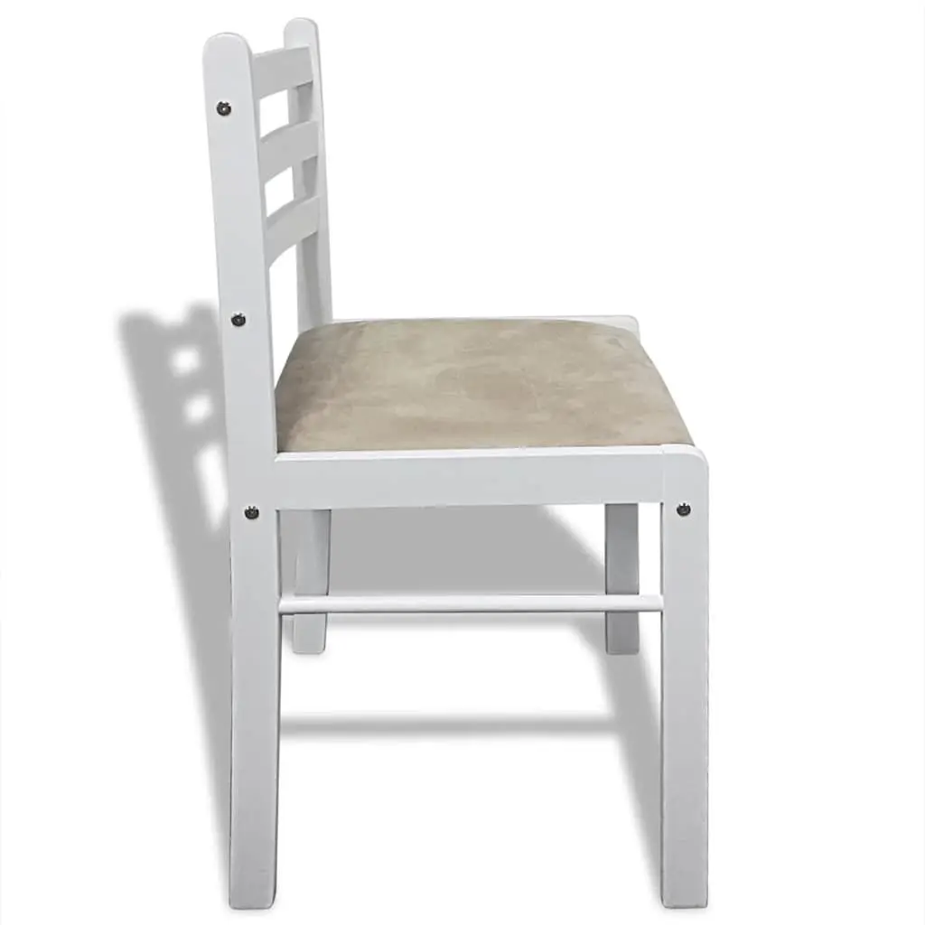 Dining Chairs Set 6 Piece Kitchen Dining Room White Rubberwood Padded Seat