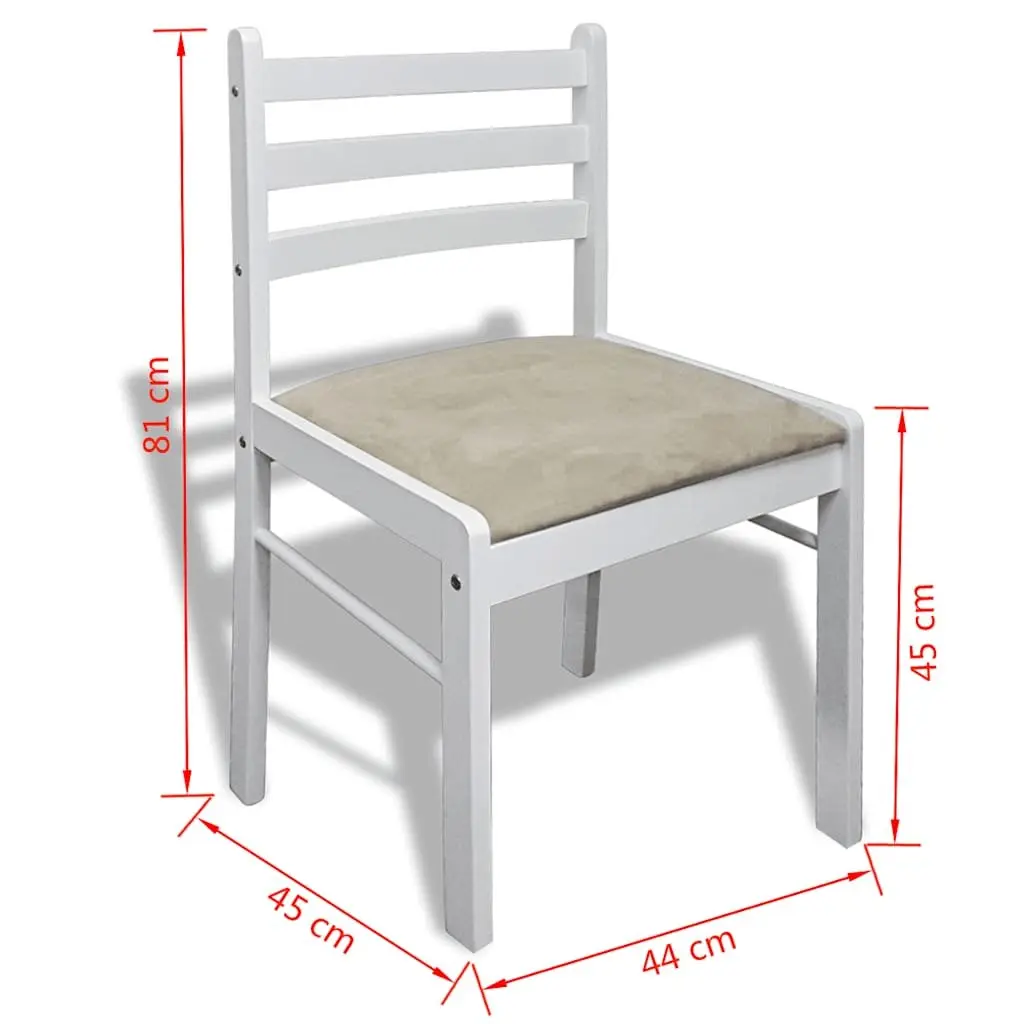 Dining Chairs Set 6 Piece Kitchen Dining Room White Rubberwood Padded Seat