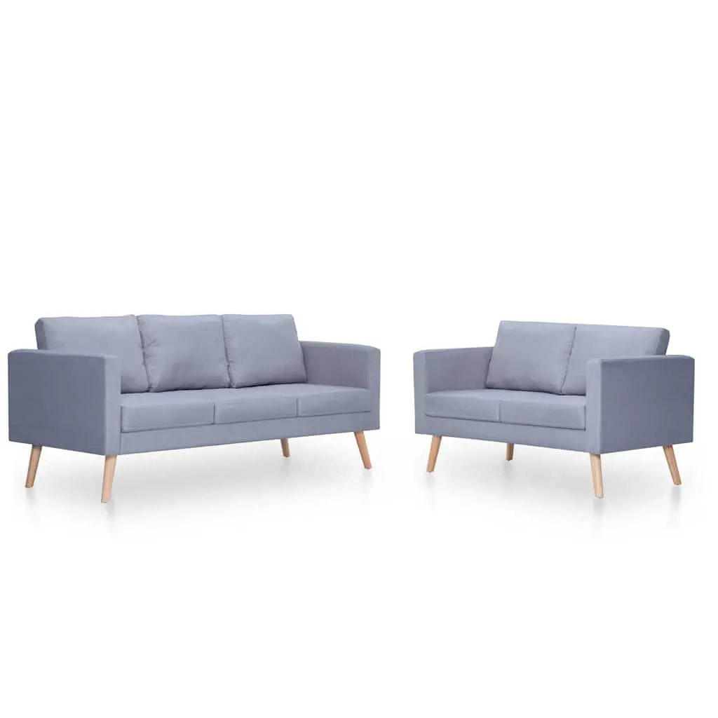 2-Seater 3-Seater Sofa Set Grey Fabric Living Room Couch Padded Cushions
