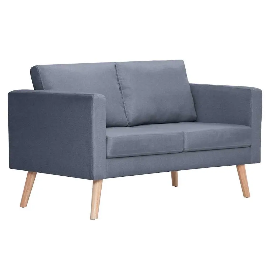Sofa Set Living Room Grey Fabric 2-Seater 3-Seater Padded Cushions