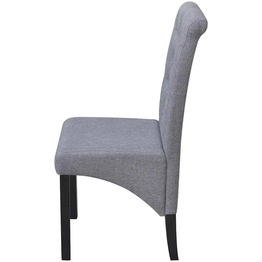 Dining Chairs Set of 4 Light Grey Upholstered Kitchen Seating with Wooden Legs