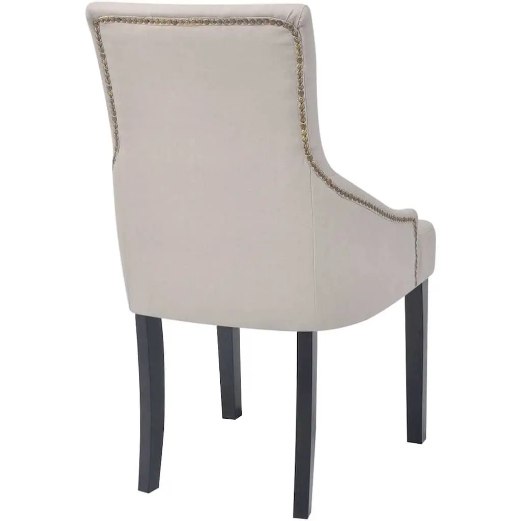Dining Chairs Kitchen Room Cream Fabric 4 Piece Padded Backrest Armrest