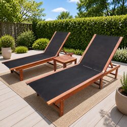 Specifications of Acacia Wood Sun Lounger Set with Table